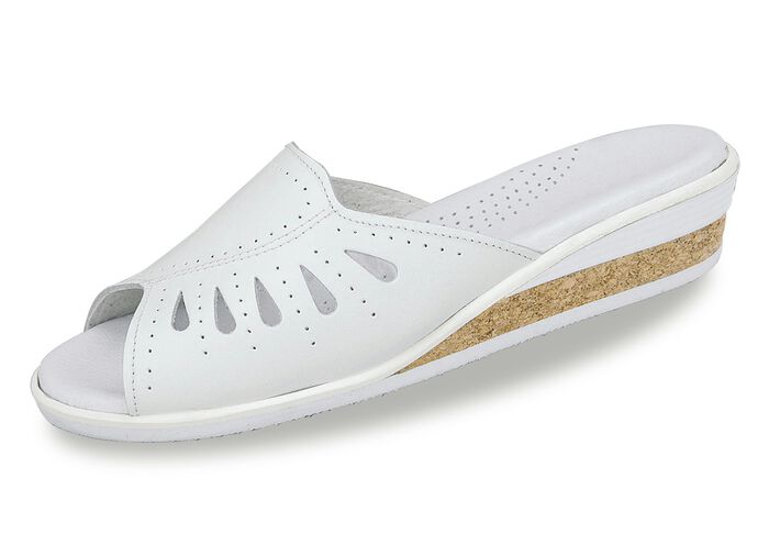 Pantolette mit Wörishofer Lederfußbett WEISS