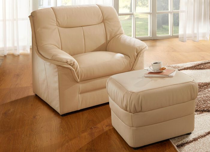 Polsterm&ouml;bel mit Bezug aus echtem Leder CREME