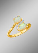 Damenring mit echten Opalen und Diamanten 