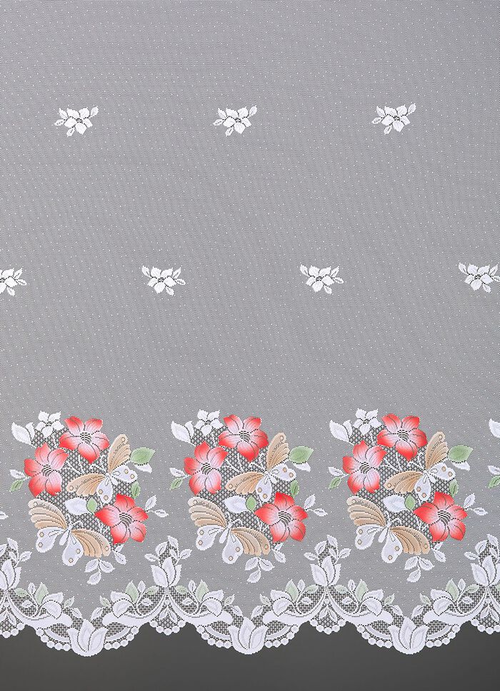 Blumenfenster-Vorhang mit Universalschienenband WEISS-BUNT