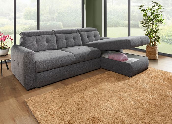 Polsterecke mit Bettfunktion und Bettkasten 