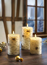 Batteriebetriebene Echtwachskerzen, 3er-Set 