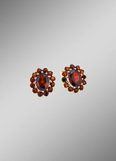 Bl&uuml;tenf&ouml;rmige Ohrstecker mit Granat 