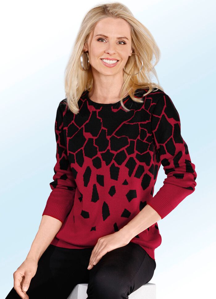 Pullover in Jacquard-Dessin ROT-SCHWARZ