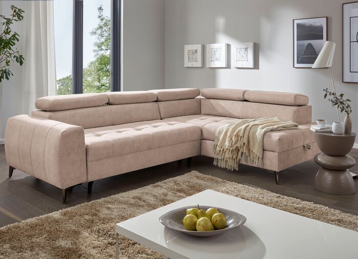 Moderne Polsterecke mit Bettfunktion CREME