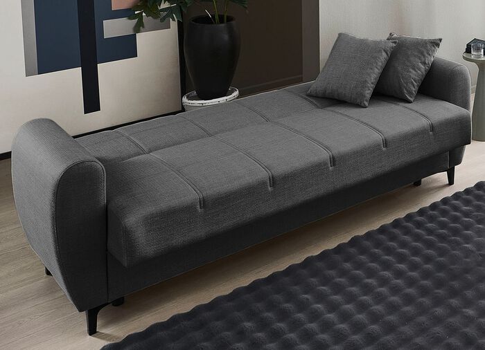 Frei im Raum aufstellbare Polsterm&ouml;bel mit Bettfunktion ANTHRAZIT