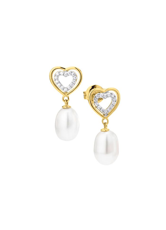 Ohrstecker mit S&uuml;sswasser-Zuchtperlen und synth. Zirkonia 