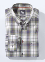 Hemd von «King's Road» mit Button-Down-Kragen in 3 Farben GRÜN-ECRU KARIERT