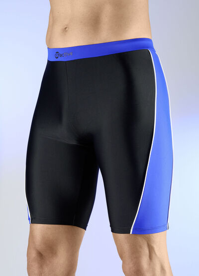 Badelongpants mit blauen Eins&auml;tzen 