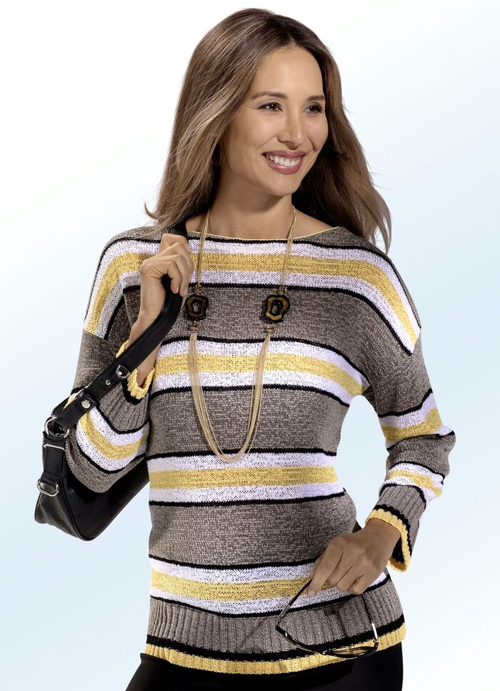 Pullover aus B&auml;ndchengarn in Ringel-Dessin 