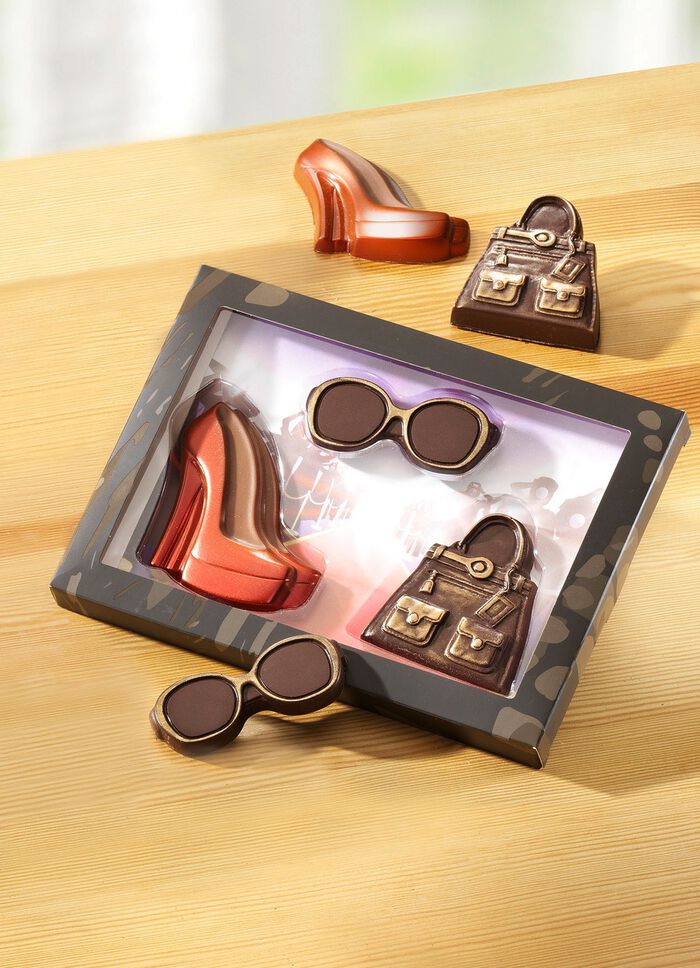 Schokoladen-Pr&auml;sent aus Vollmilch- und Zartbitter-Schokolade BUNT