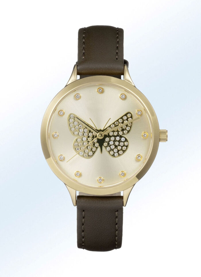 Quartz-Damenuhr mit Lederband 