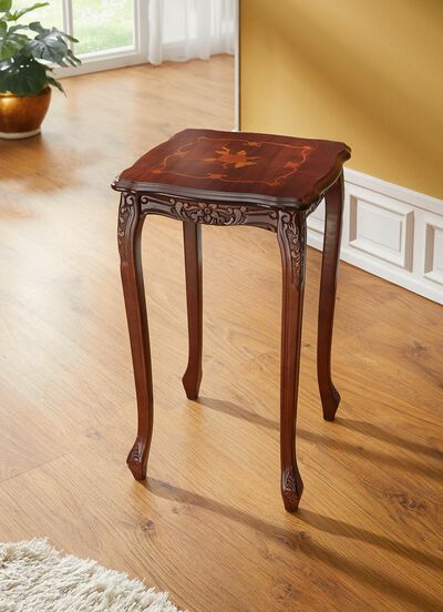 Beistelltisch mit Intarsien und massiven Beinen 