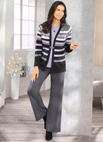 Pullover mit Schurwolle ANTHRAZIT-FLIEDER-GRAU MELIERT