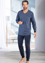 Schlafanzug mit V-Ausschnitt und B&uuml;ndchenabschl&uuml;ssen 