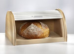 Brotkasten aus edlem Buchenholz mit weiss lackiertem Rolldeckel 