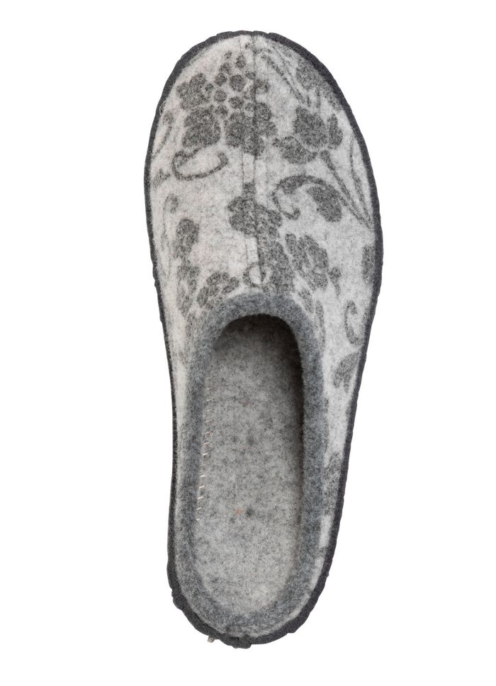 Wollfilz-Pantoffel mit floralem Druck GRAU