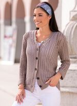 Strickjacke in Netzoptik TAUPE