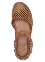 ELENA EDEN, sommerliche Damen-Sandalen, Weite G, aus Leder COGNAC