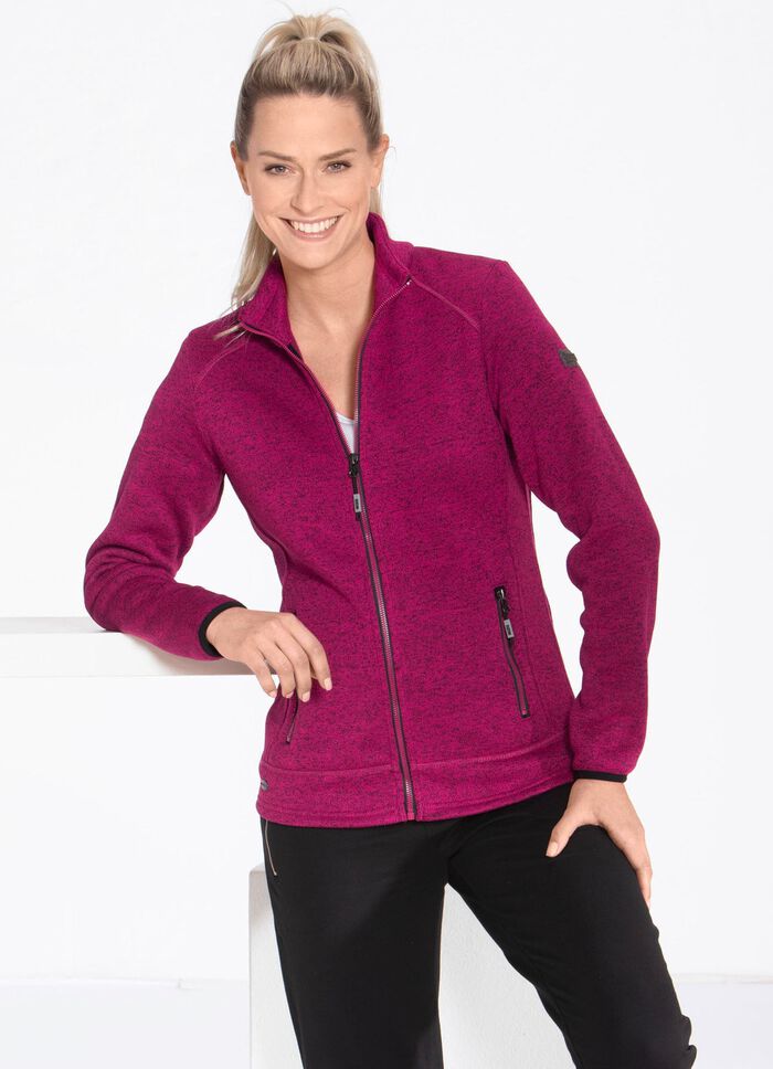 Strickfleece-Kurzjacke von &laquo;LPO&raquo; BEERE MELIERT