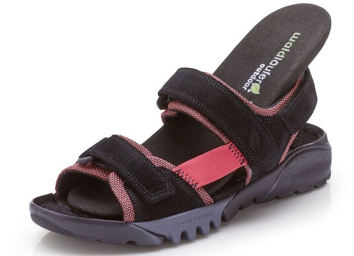 Waldl&auml;ufer Sandale mit superflexibler Laufsohle SCHWARZ-ROT