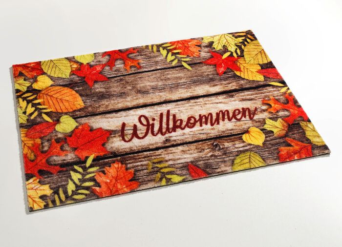 Fussmatte Herbstbl&auml;tter mit rutschhemmender R&uuml;ckseite BUNT