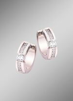 Elegante Klappcreolen mit synth. Zirkonia 