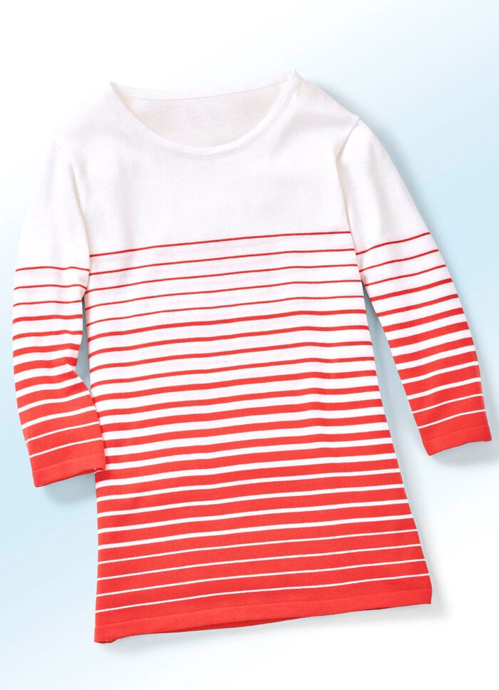 Pullover in Ringeldessin KORALLE-WEISS