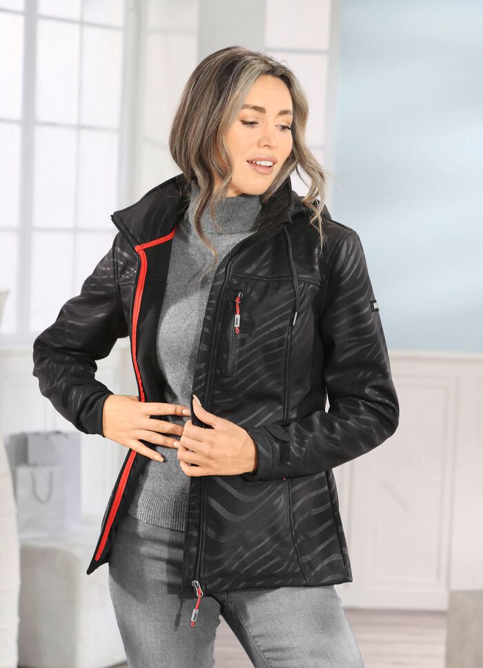 Funktionsjacke mit Regenschild an der Kapuze SCHWARZ