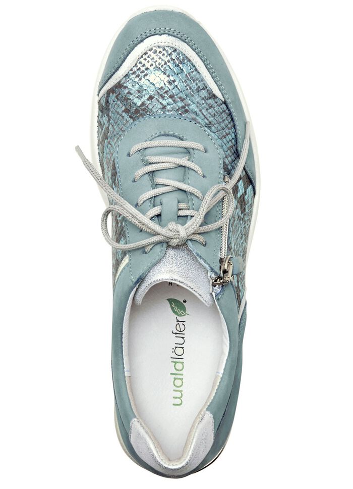 Waldl&auml;ufer, bequeme Damen-Schn&uuml;rschuhe, Weite H, mit herausnehmbarem Fussbett BLEU-MATTSILBER