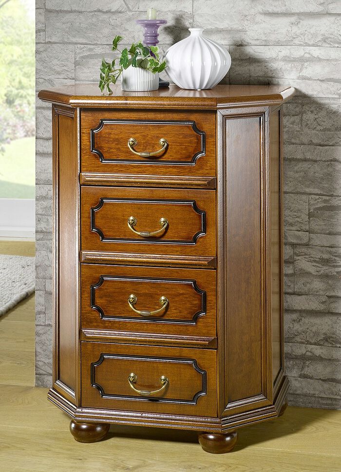 Schubladenkommode mit detailreichen Schnitzereien NUSSBAUM