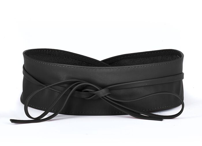 Modischer Leder-Bindeg&uuml;rtel, 8 cm breit  SCHWARZ