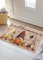 Fussmatte Herbstwichtel mit rutschhemmender R&uuml;ckseite BRAUN