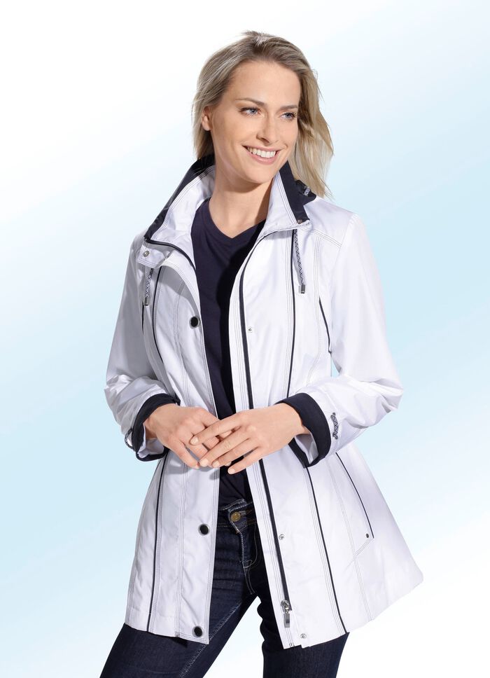 Funktionsjacke mit kontrastfarbenen Akzenten WEISS-NAVY