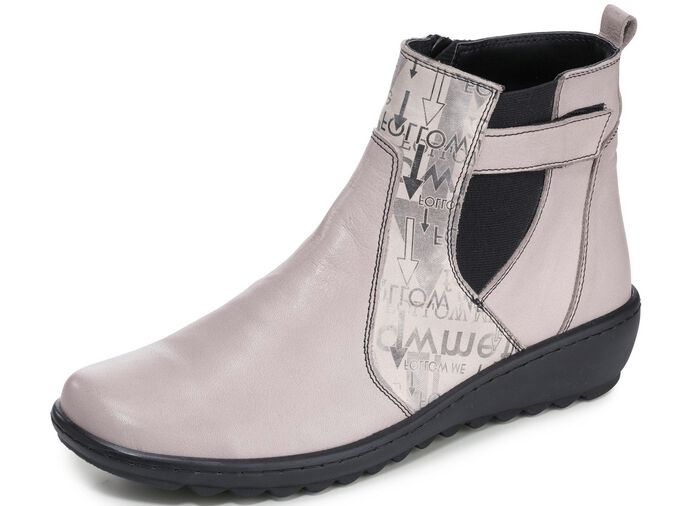 Gemini Stiefelette aus teilweise bedrucktem Rind-Nappaleder KIESEL