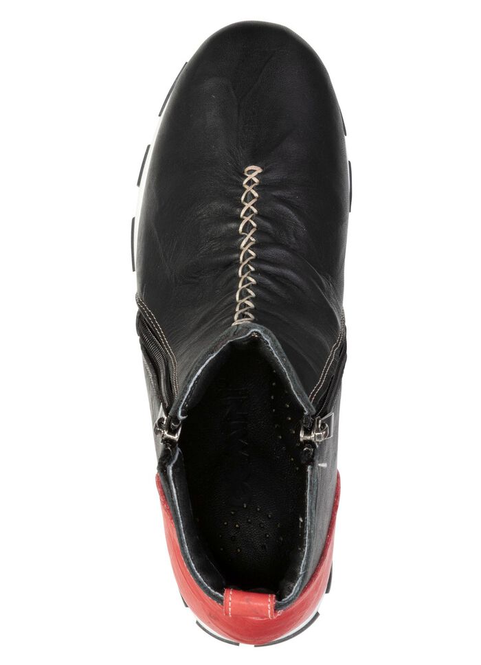 Gemini, trendige Damen-Boots, Weite G, mit herausnehmbarem Fussbett SCHWARZ-ROT