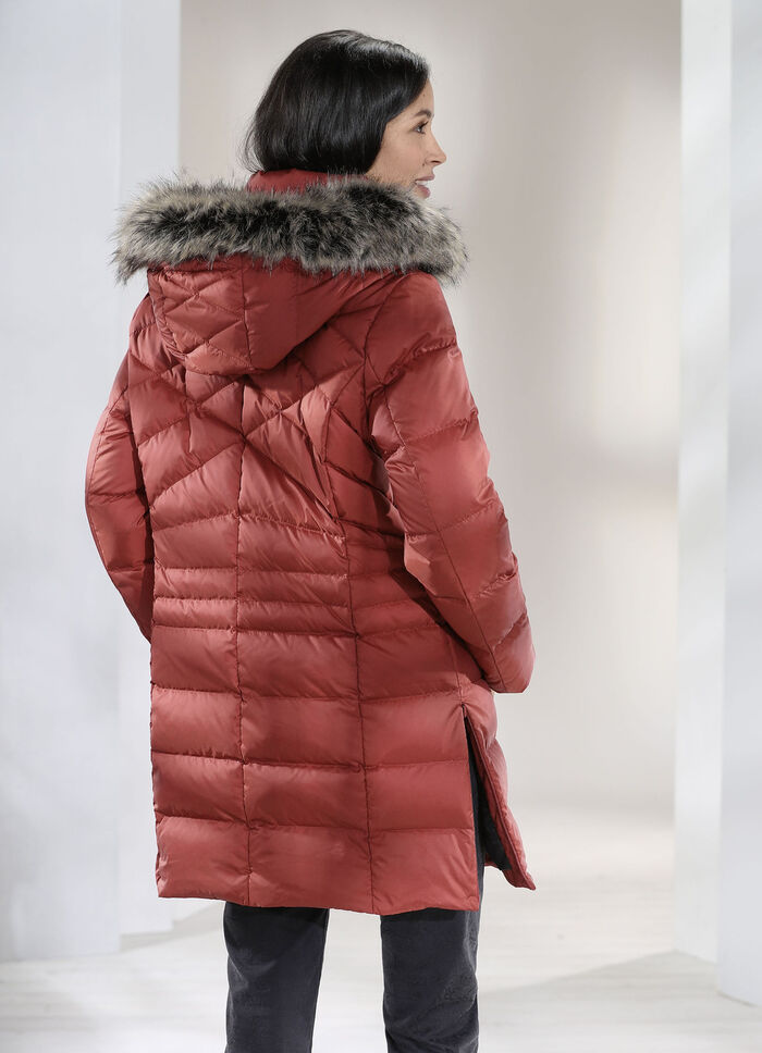 Daunen-Longjacke in 2 Farben ZIEGELROT