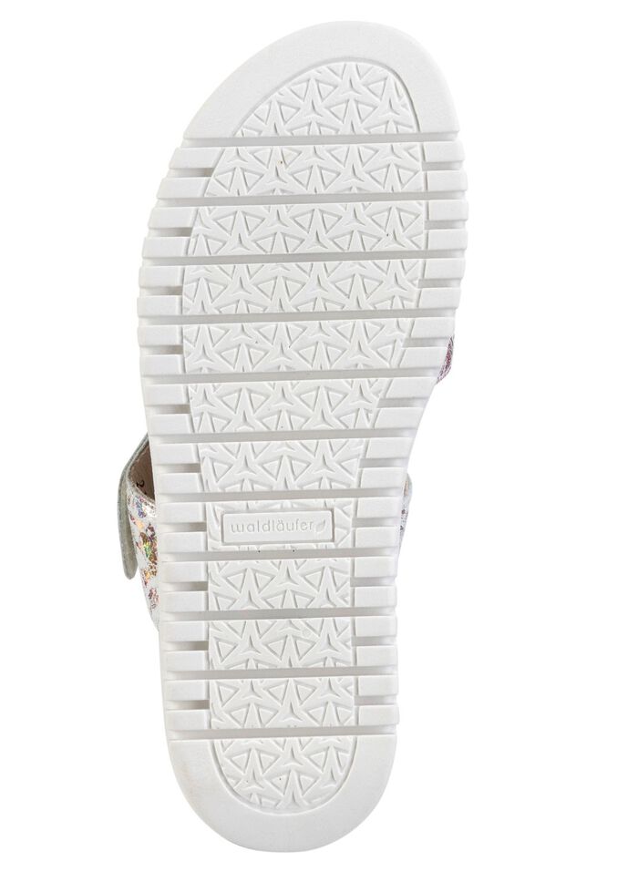 Waldl&auml;ufer Sandale aus gl&auml;nzend bedrucktem Nubukleder 