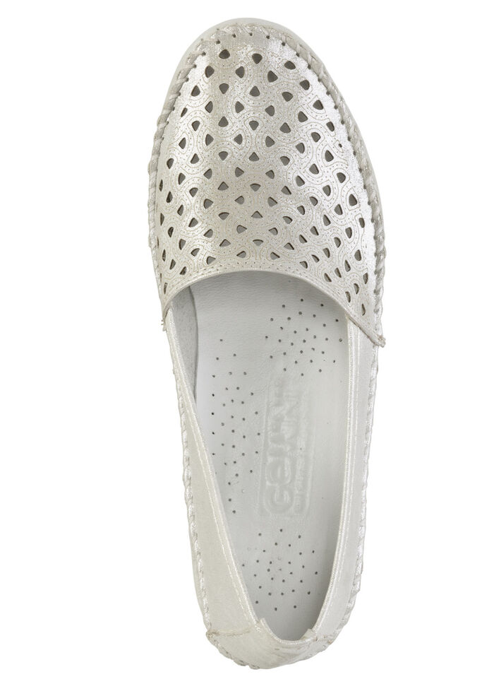 Gemini Mokassin-Slipper aus weichem, glänzend geprägtem Nappaleder MATTSILBER