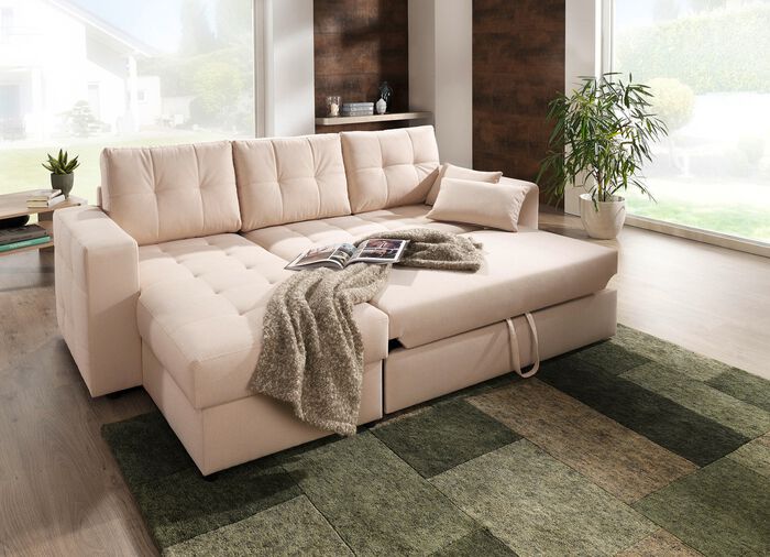 Polsterm&ouml;bel mit Bettfunktion BEIGE