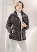 Fleecejacke mit Zopfmuster BRAUN