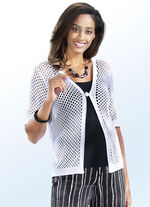Strickjacke in 2 Farben aus Netzstrick WEISS