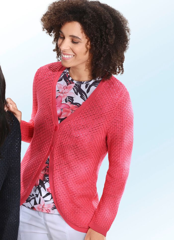 Strickjacke mit Ajourdessin KORALLE