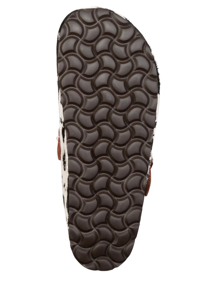 ELENA EDEN, trendige Damen-Clogs, Weite H, mit brauner Spange SCHWARZ-WEISS