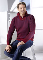 Troyer mit kurzem Reissverschluss in 3 Farben WEINROT-BLAU