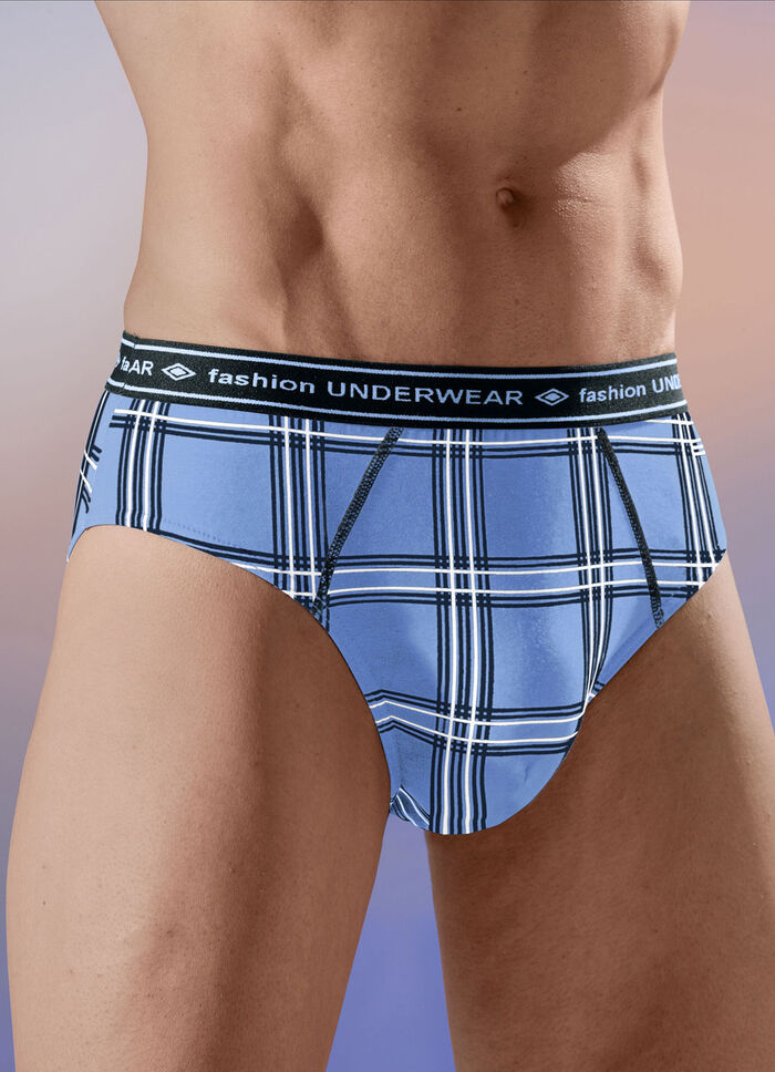 Viererpack Slips mit Elastikbund, kariert