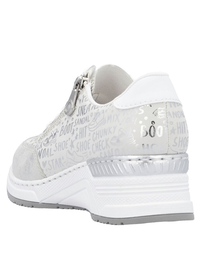 Rieker Schnür-Sneaker aus bedrucktem Synthetikmaterial HELLGRAU-SILBER