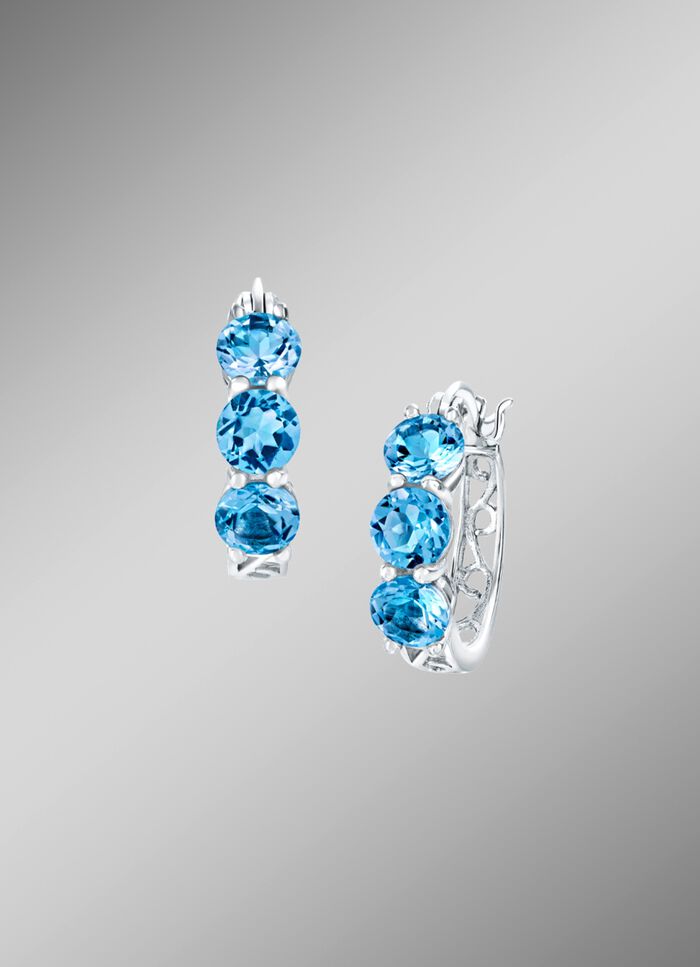 Verzierte Creolen mit Blautopas 