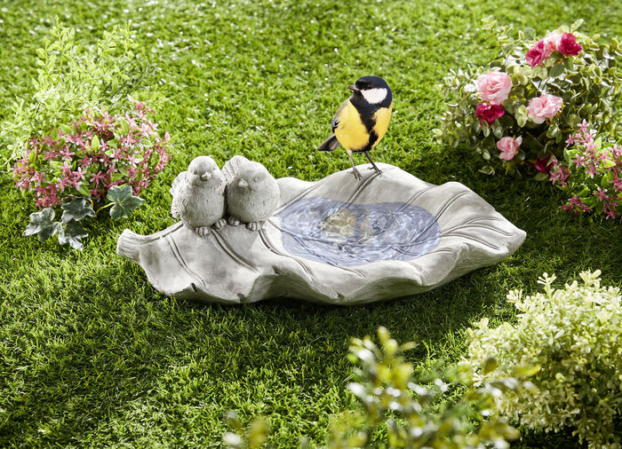 Vogeltränke aus Kunststein GRAU