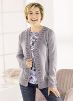 Strickjacke mit Cloquéstruktur GRAU